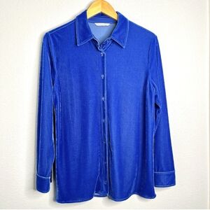 Soft Surroundings Button Up Long Sleeve Boyfriend Velvet Tunic Size L